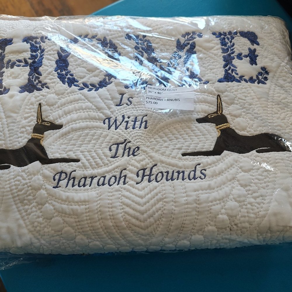 Pharaoh Hound (Anubis) Embroidered Heirloom Quilt
